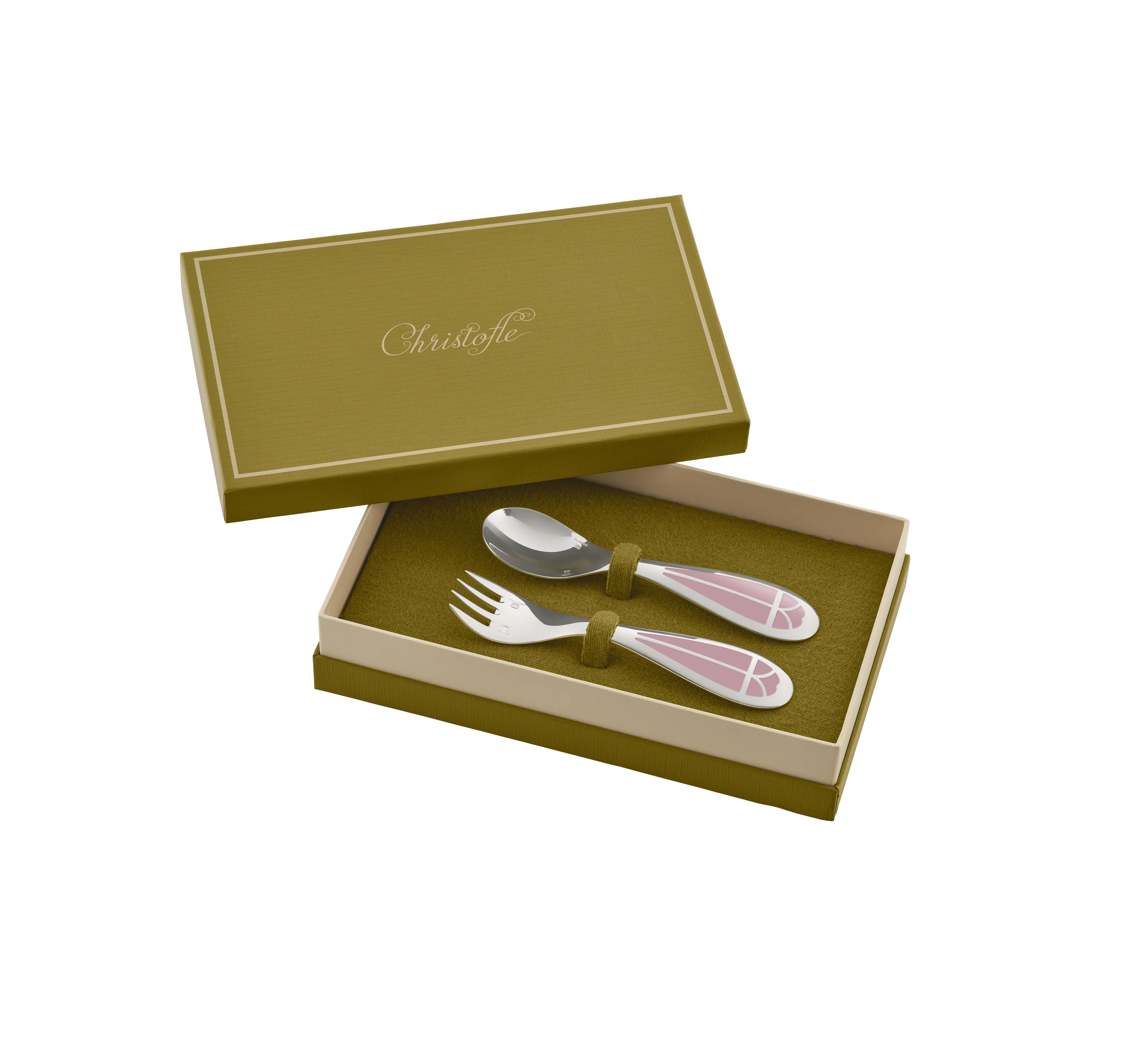 TALISMAN Silver plated Baby Spoon & Fork Set - Rose Quartz